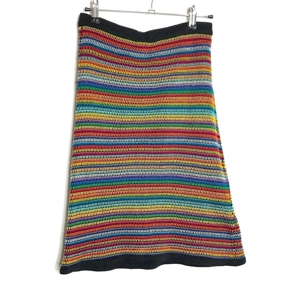 Vintage COOGI Australia 3D Knit Bright Multicolor Striped Midi Skirt - Picture 1 of 14
